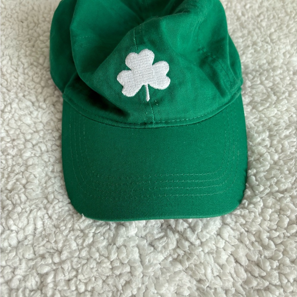 Green Baseball Cap with White Shamrock Embroidery